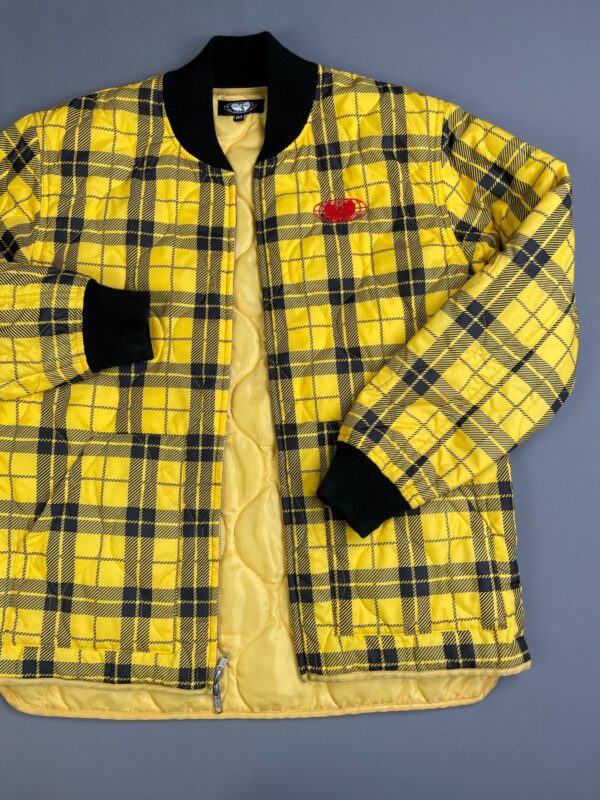 YELLOW TARTAN PLAID NYLON PUFFER JACKET WU-WEAR JACKET SIZE M