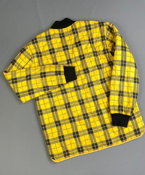 YELLOW TARTAN PLAID NYLON PUFFER JACKET WU-WEAR JACKET SIZE M