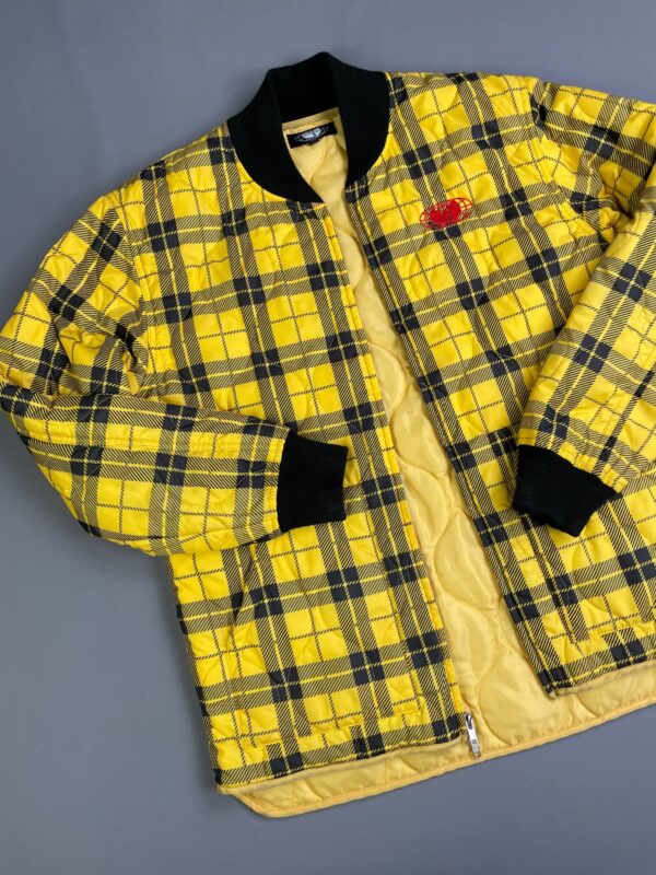 YELLOW TARTAN PLAID NYLON PUFFER JACKET WU-WEAR JACKET SIZE M