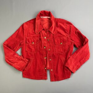 Photo detail:SUPER CUTE! 1960S-70S CROPPED CORDUROY JACKET BRASS SNAP BUTTONS, ARROW STITCHED POCKETS