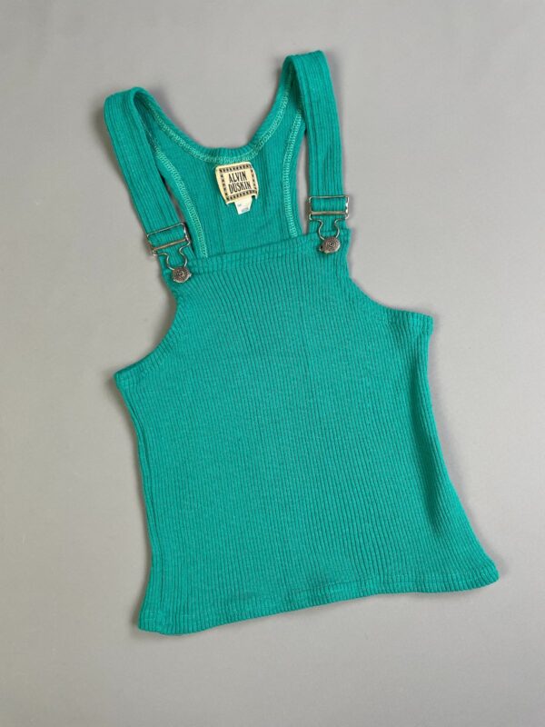 SO CUTE! 1980S-90S RIBBED OVERALL BUCKLE TOP