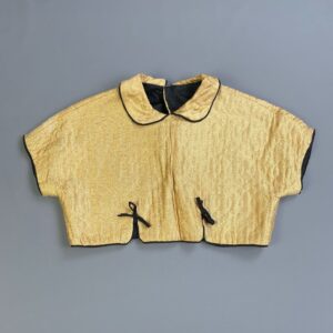 Photo detail:WOW! 1950S METALLIC GOLD QUILTED CROPPED TOP, BLACK PIPING & RIBBON