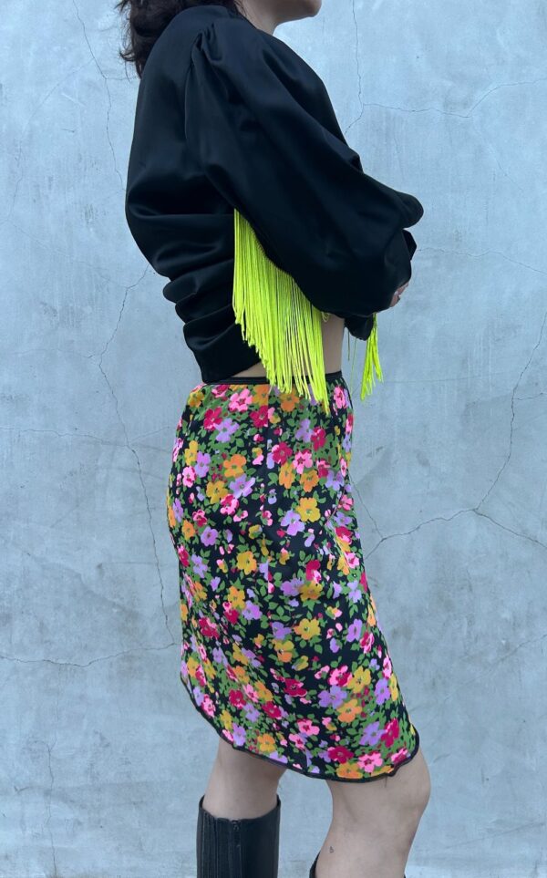 *AS-IS* SWEET 60S FLORAL PRINT NYLON SLIP SKIRT