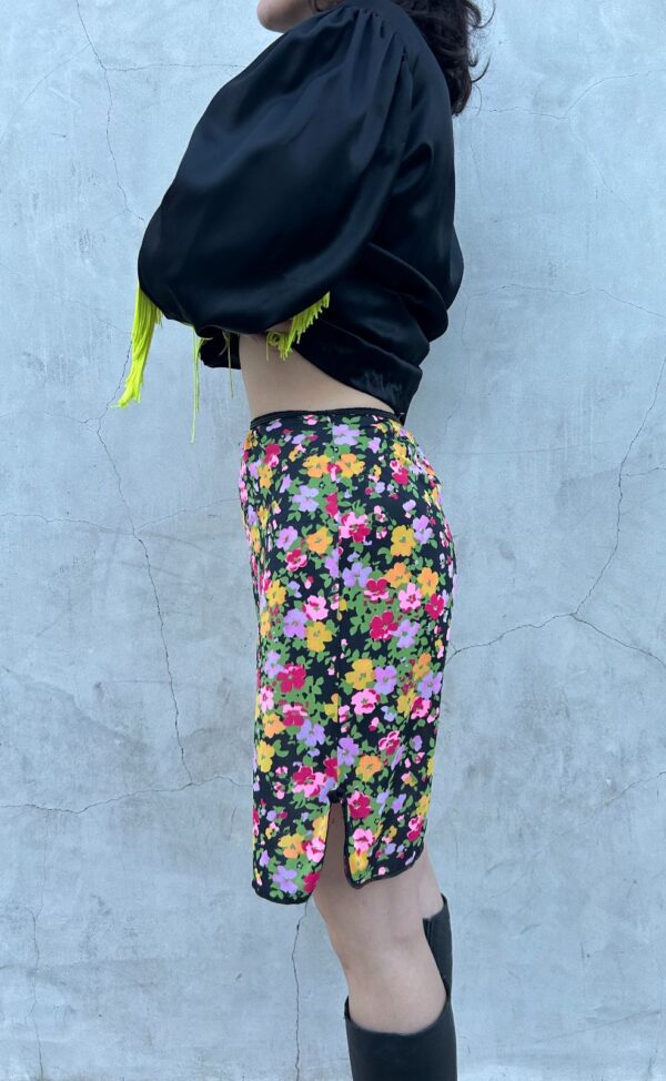 *AS-IS* SWEET 60S FLORAL PRINT NYLON SLIP SKIRT
