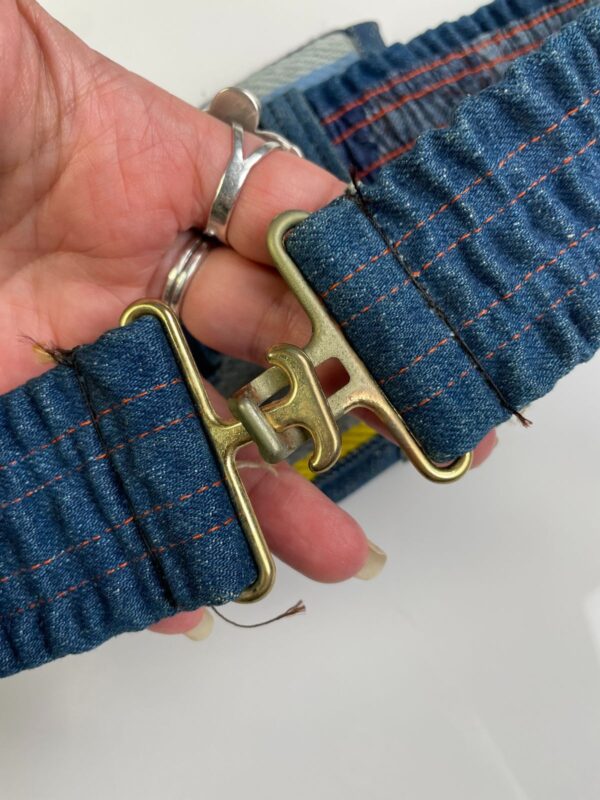 INSANELY AMAZING & RARE!! 1970S DENIM & RAINBOW TEXTILE STRETCH BELT BAG