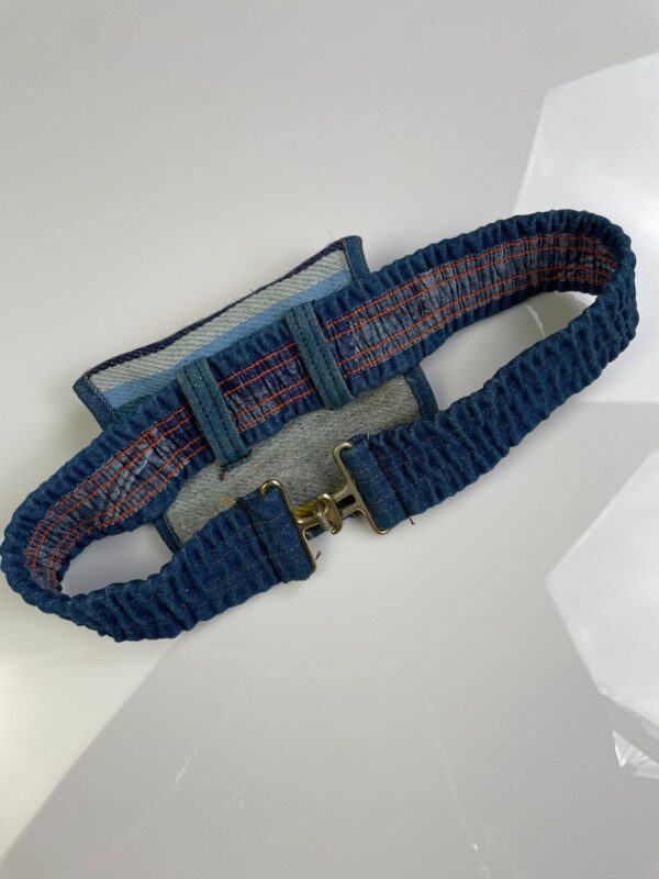 INSANELY AMAZING & RARE!! 1970S DENIM & RAINBOW TEXTILE STRETCH BELT BAG