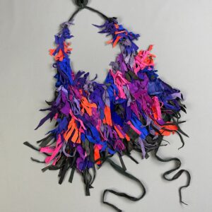 Photo detail:INSANE!!! MULTICOLORED SUEDE LEATHER FRINGE HALTER TOP *SIGNED