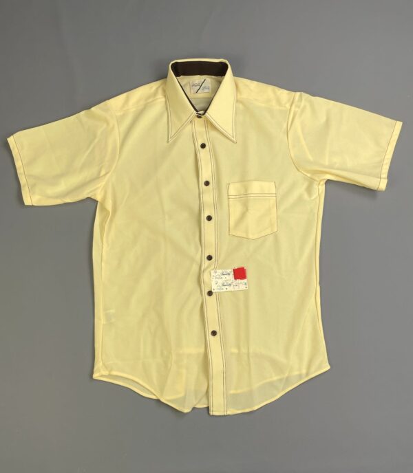 1970S DEADSTOCK SHORT SLEEVE BUTTON DOWN SHIRT CONTRAST STITCHING - NOS NWT