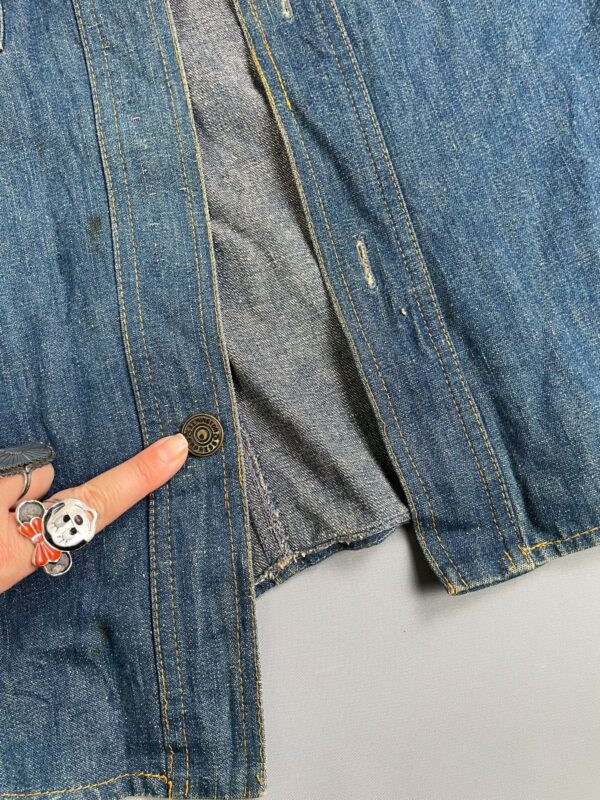 *AS-IS* KILLER! 1960S-70S DARK DENIM JACKET 2-TONE SUEDE PANELING