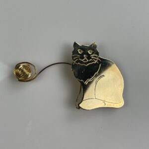 Photo detail:ADORABLE! 1980S SOLID BRASS GOLD PLATED CAT & YARN BROOCH PIN