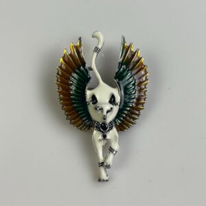 Photo detail:SUPER COOL! ENAMELED CAT WITH WINGS BROOCH PIN & PENDANT HYBRID