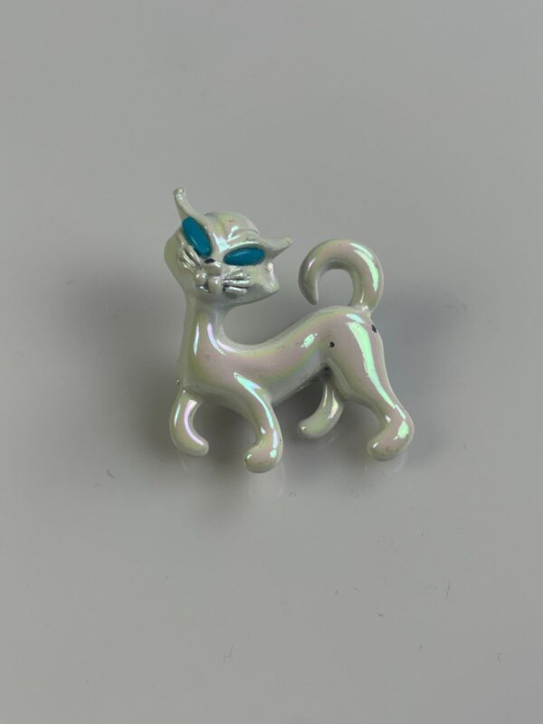 FUNKY CAT IRIDESCENT ENAMELED BROOCH PIN