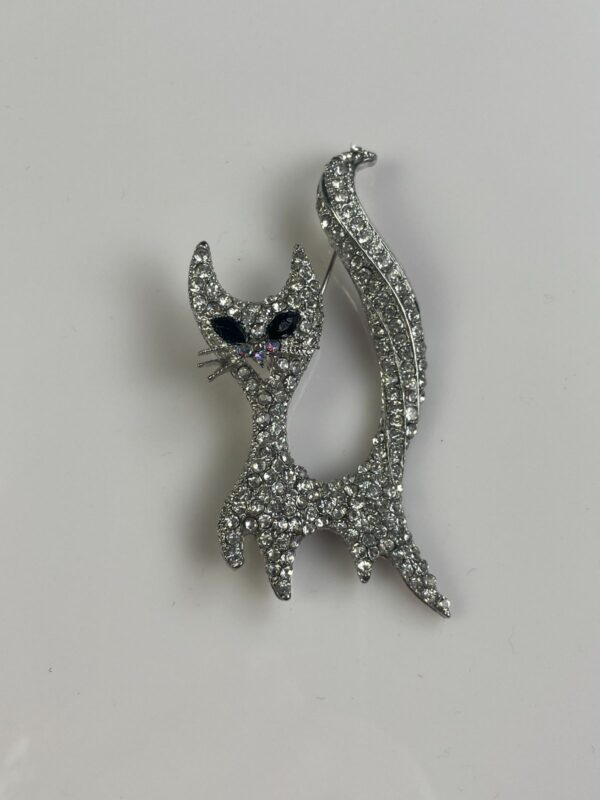 FUN! FULLY RHINESTONED ATOMIC KITTY BROOCH PIN