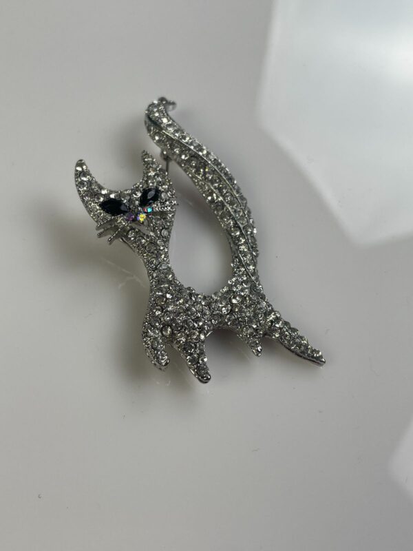 FUN! FULLY RHINESTONED ATOMIC KITTY BROOCH PIN