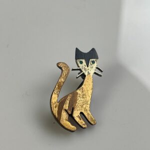 Photo detail:925 BRUSHED STERLING & BRASS CAT BROOCH PIN *STAMPED MEXICO