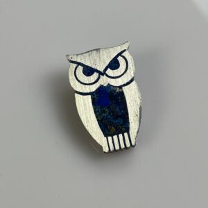 Photo detail:925 STERLING SILVER LAPIS AZUL INLAY OWL BROOCH PIN *STAMPED *SIGNED