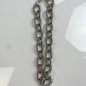 Photo detail:HEAVY 2-TONE TWISTED CHAIN LINK CHOKER NECKLACE