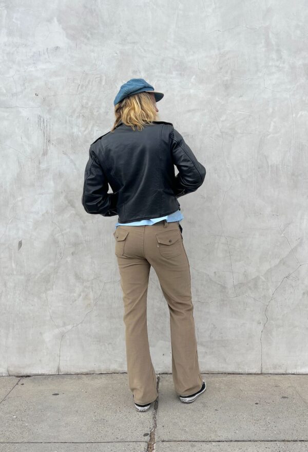 KILLER! 1970S LEVIS WHITE TAB CORDUROY BELL BOTTOM PANTS WELT POCKETS, SNAP BUTTON BACK POCKETS