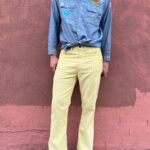 *AS-IS* 1970S LEVIS 646 WHITE TAB CANARY YELLOW CORDUROY FLARED PANTS