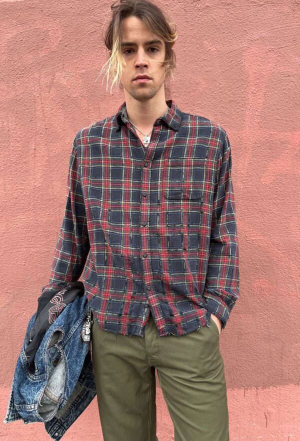 PERFECTLY DISTRESSED & TATTERED FLANNEL SHIRT