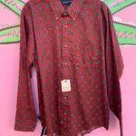 1980S DEADSTOCK SHIELD PRINT LONG SLEEVE BUTTON DOWN SHIRT