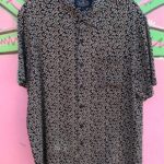 SILK BLEND FUNKY GEOMETRIC TRIANGLE PRINT SHORT SLEEVE BUTTON DOWN SHIRT