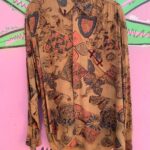 1990S OTTOMAN EMPIRE PRINT LONG SLEEVE BUTTON DOWN RAYON SHIRT