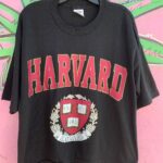 DEADSTOCK HARVARD UNIVERSITY CREST GRAPHIC CROPPED BOXY SINGLE STITCHED T SHIRT