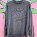 COOL! 1980S WEAR ON EARTH PUFF GRAPHIC MOCK NECK PULLOVER SWEATSHIRT