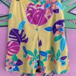 *AS-IS* 1980S 100% COTTON PASTEL TROPICAL PRINT SWIM TRUNKS