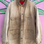 PERFECTLY THRASHED CARHARTT CHORE JACKET W/ RED INNER LINING