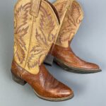 COOL! ORNATE STITCHED TWO TONED EMBOSSED LEATHER COWBOY BOOTS