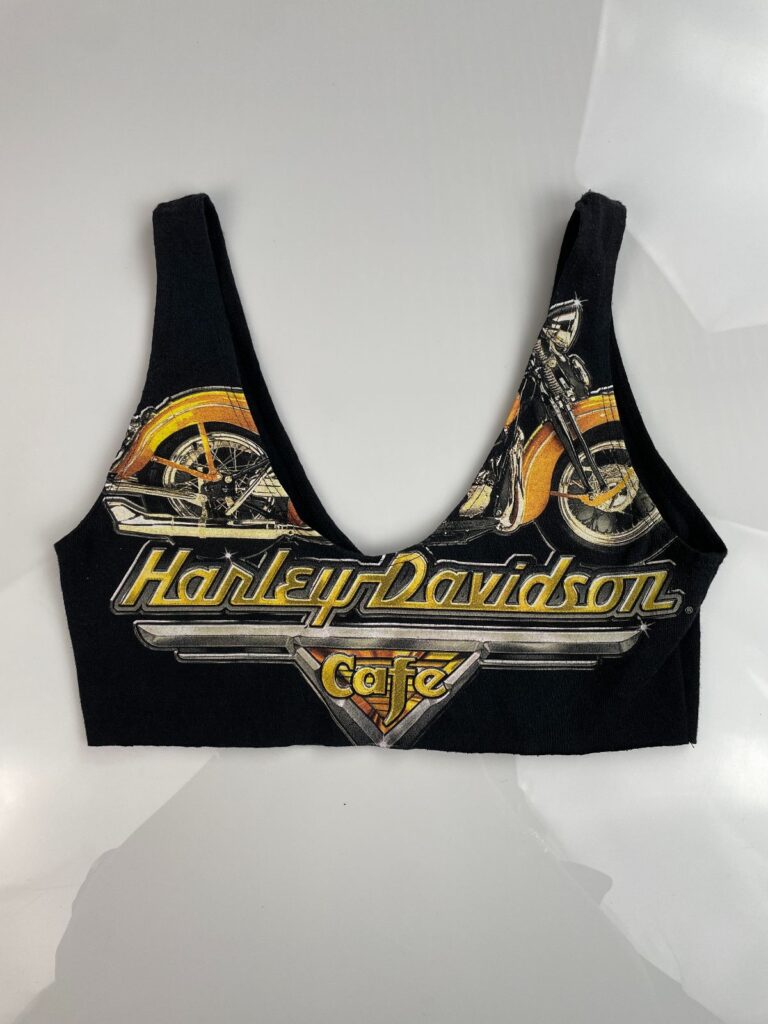 CUTE! VINTAGE HARLEY DAVIDSON CAFE SUPER CROPPED REPURPOSED TANK TOP