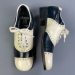 AWESOME! 2-TONE PATENT LEATHER OXFORD SQUARE TOE BROGUES CHUNKY HEEL