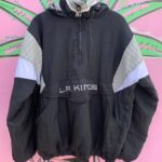 LA KINGS PULLOVER NYLON PUFFER HOODED STARTER JACKET