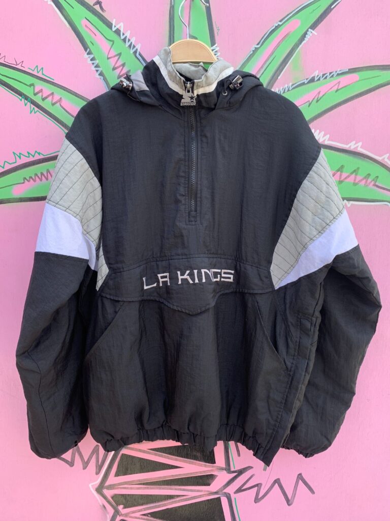 LA KINGS PULLOVER NYLON PUFFER HOODED STARTER JACKET