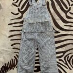 RAD! HICKORY STRIPED DOUBLE KNEE WORKWEAR OVERALLS, DETACHABLE UTILITY POCKET