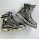 HARLEY DAVIDSON SHORT CHUNKY HARDWARE DOUBLE ZIP UP FRONT MOTORCYCLE RIDING BOOTS WITH LOGO PLAQUES