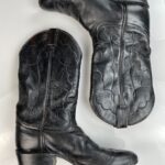 CLASSIC CLOUD STITCH ALMOND TOE LEATHER COWBOY BOOTS