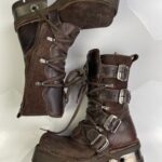 RAD! SUPER CHUNKY LEATHER MULTI BUCKLE STOMPER BOOTS METAL DETAILS