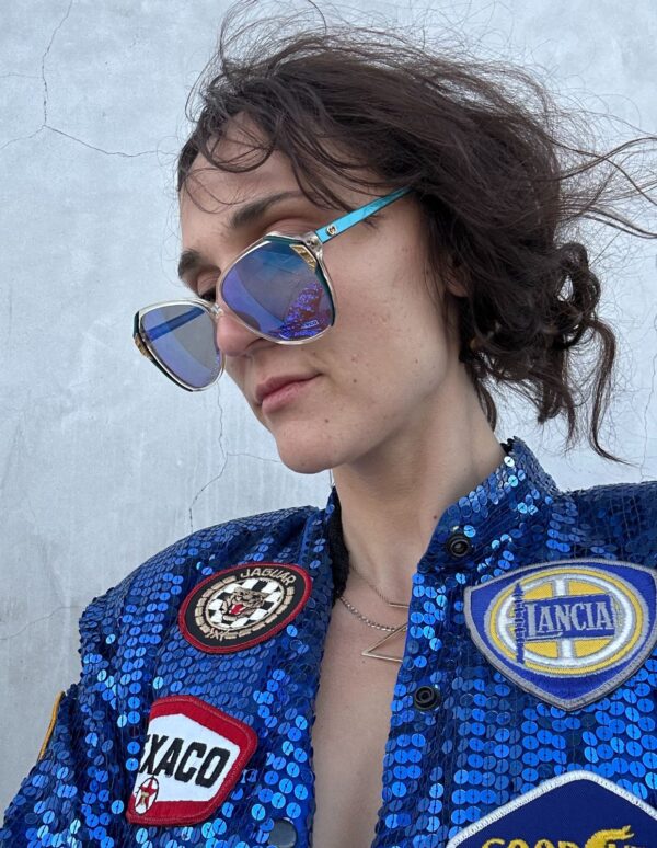 *AS-IS* 1970S GUCCI SHEER TINTED SUNGLASSES METALLIC BLUE CUSTOM LENSES