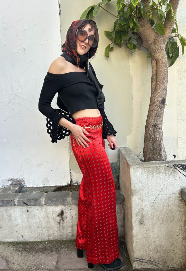 *AS-IS* GORGEOUS! 100% SILK GEOMETRIC PRINT WIDE LEG FLOWY PANTS