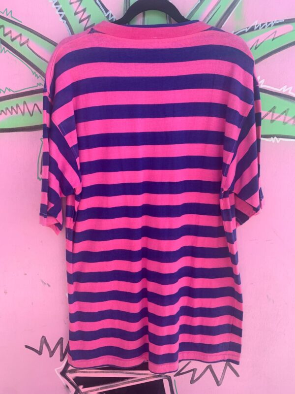 DEADSTOCK 1980S PINK & BLUE STRIPED HENLEY SHIRT