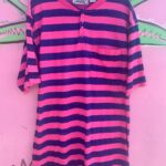 DEADSTOCK 1980S PINK & BLUE STRIPED HENLEY SHIRT