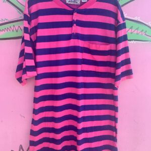 Photo detail:DEADSTOCK 1980S PINK & BLUE STRIPED HENLEY SHIRT