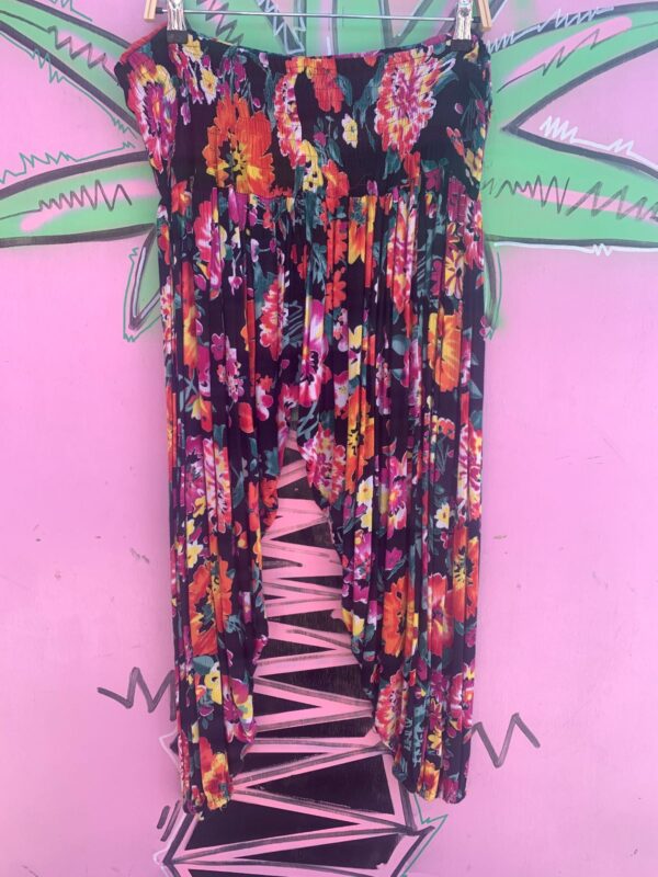 VIBRANT FLORAL PRINT ELASTIC WAIST & CUFFS RAYON HAREM PANTS