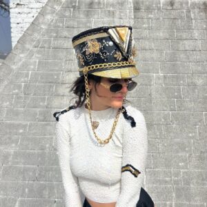 Photo detail:*AS IS* FULLY BEDAZZLED MARCHING CAPTAINS HAT HANGING CHAINS