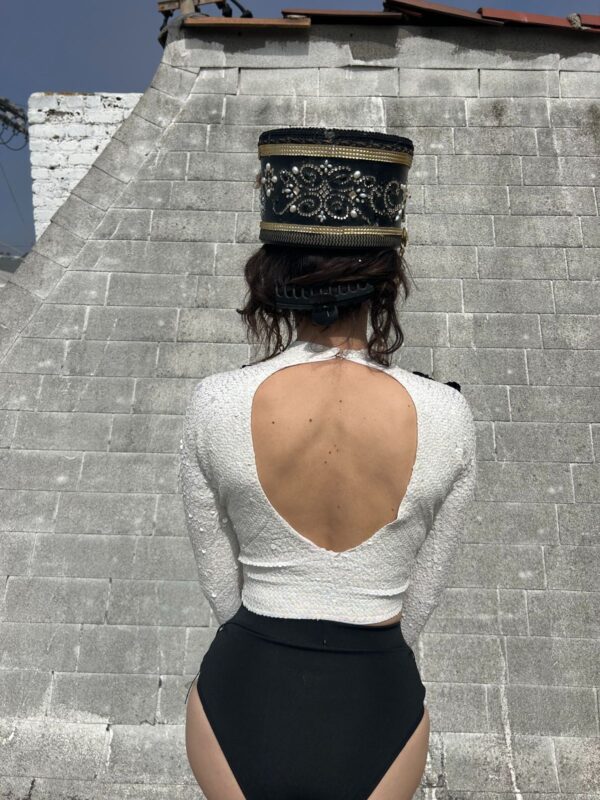 *AS IS* FULLY BEDAZZLED MARCHING CAPTAINS HAT HANGING CHAINS