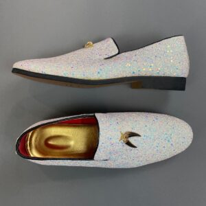 Photo detail:FUN! ICY GLITTER MENS DRESSY LOAFERS ITALIAN HORN CHARMS
