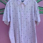 PASTEL HUMAN SILHOUETTE PRINT SHORT SLEEVE BUTTON UP SHIRT